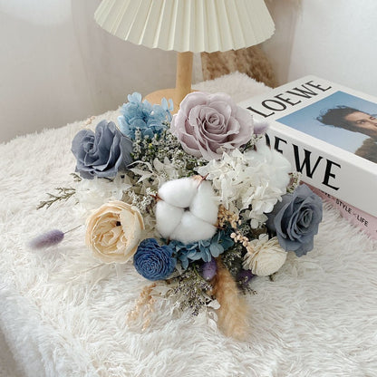 Azure Everlasting Bridal Bouquet Laurels & Leafz