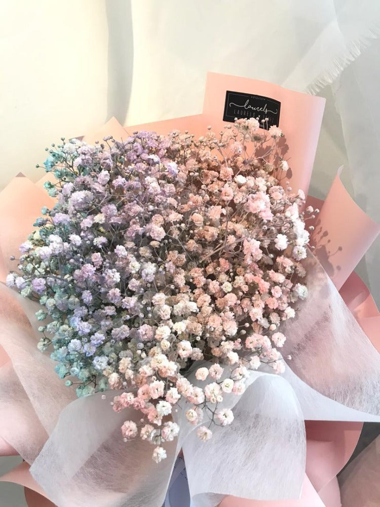 Rainbow Baby Breath Bouquet