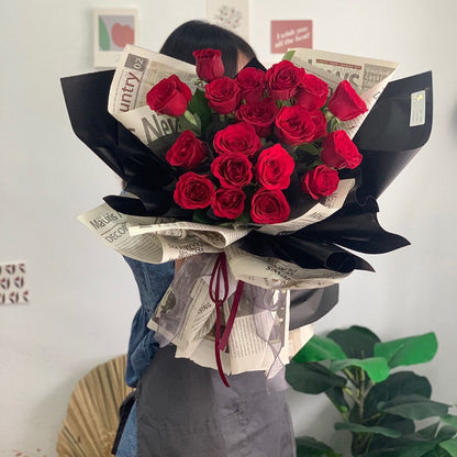 Eleanor Red Rose Bouquet | Laurels & Leafz