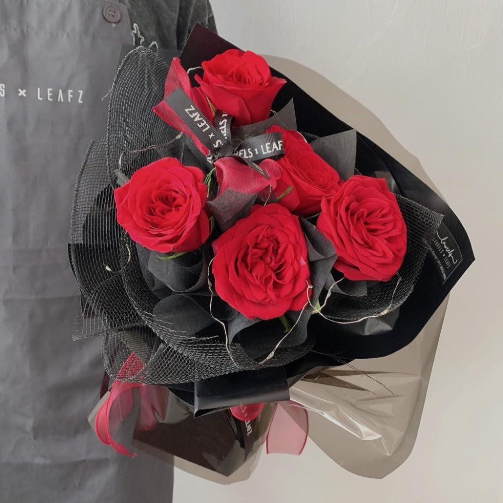 Cecelia Red Rose Bouquet (Fresh Flowers) Laurels & Leafz