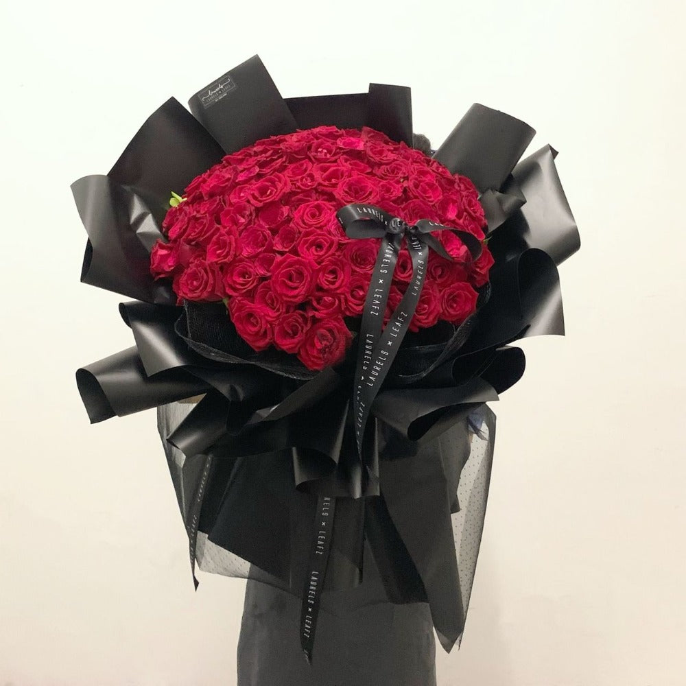 Red Passion 99 Rose Bouquet | Laurels & Leafz