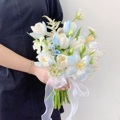 Cerelia Ice Blue Tulip Bridal Bouquet | Laurels & Leafz